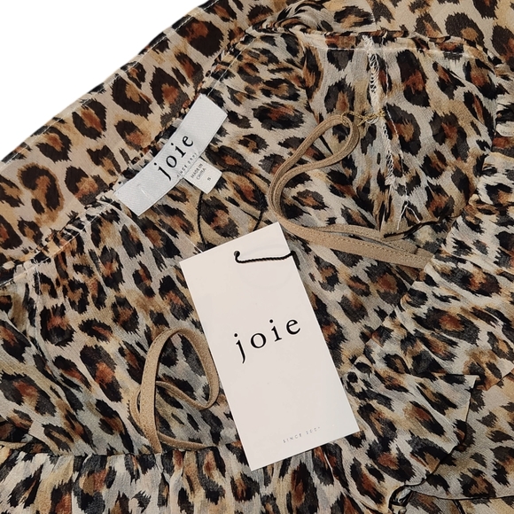Joie Veron Silk Animal Leopard Print V-Neck Ruffle Blouse Top S - Picture 11 of 14